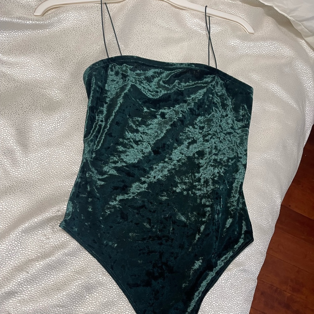 Green velvet bodysuit